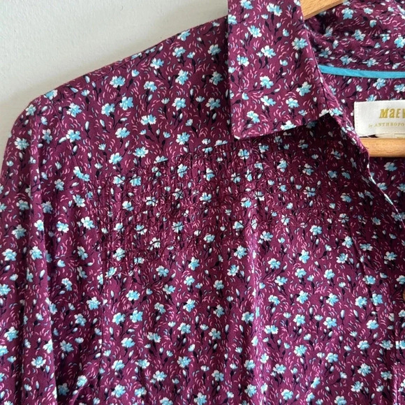 Anthropologie Maeve pink Calico Floral print Button Down Shirt size small - Picture 5 of 11